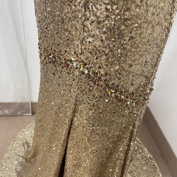 Val Stefani Moonlight Design Gold Sequin Strapless Gown Size 8 Prom Pageant NWT - Picture 13 of 13